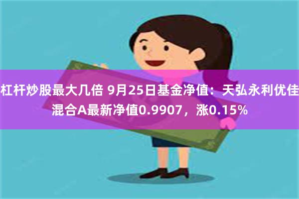 杠杆炒股最大几倍 9月25日基金净值：天弘永利优佳混合A最新净值0.9907，涨0.15%